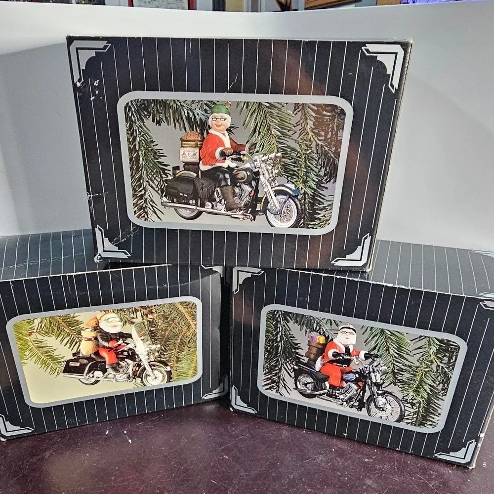 Harley-Davidson Christmas Ornament Lot King Road Leader Pack Queen Highway 3pc